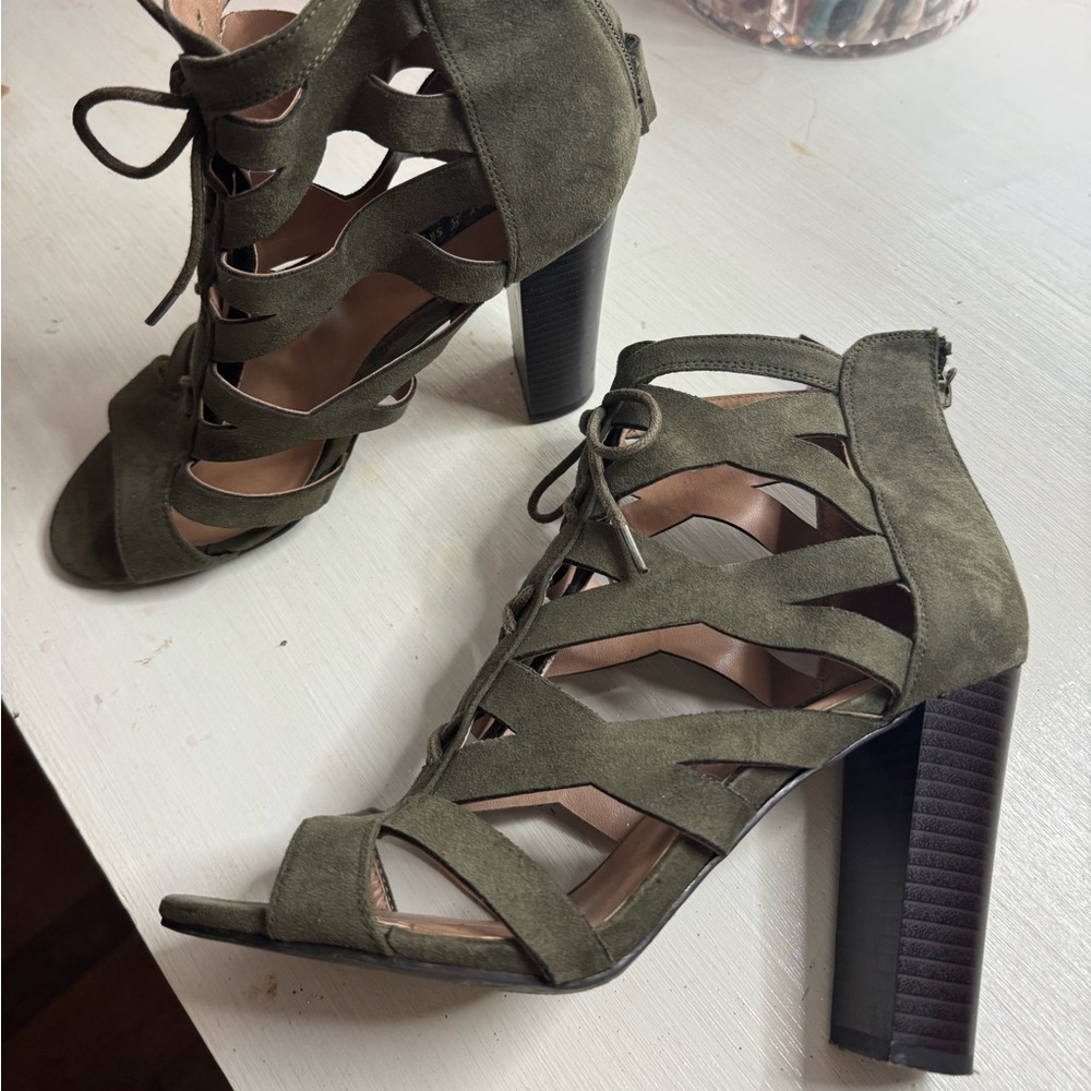 Olive green heels